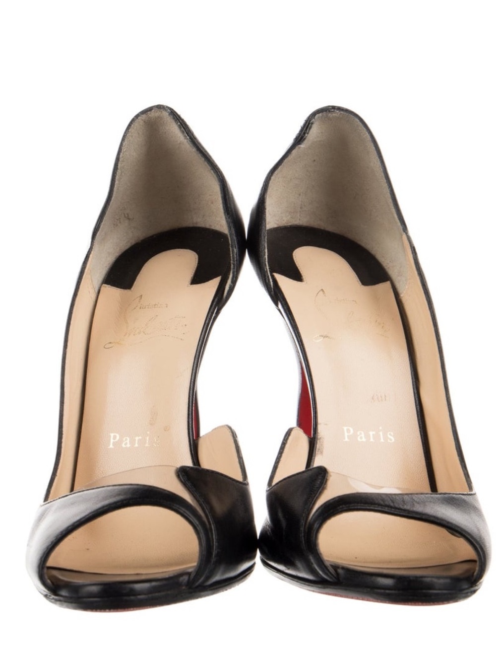 Christian Louboutin Black Sculpted Heel Open-Toe Pump - Picture 4 of 6